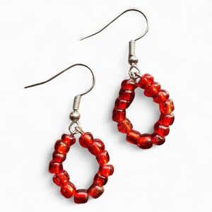 Elegant Red Beaded Earrings